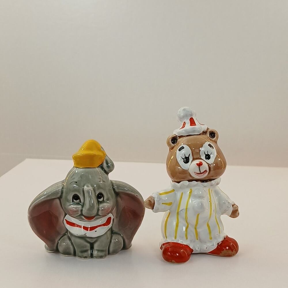 Circus Figurines Elephant Dumbo Baby Disney & Norcrest Baby Teddy Bear Clown